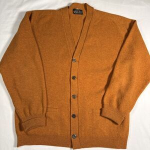 Vintage Austin Reed 100% Lambswool Cardigan Sweater Rust Orange Mens Medium